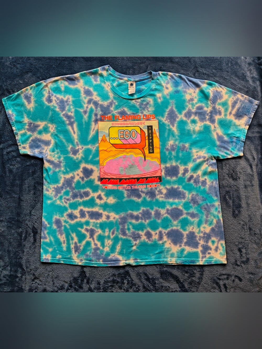 The Flaming Lips Men's Tie-Dye Graphic Tee - Aqua & Navy 3XL